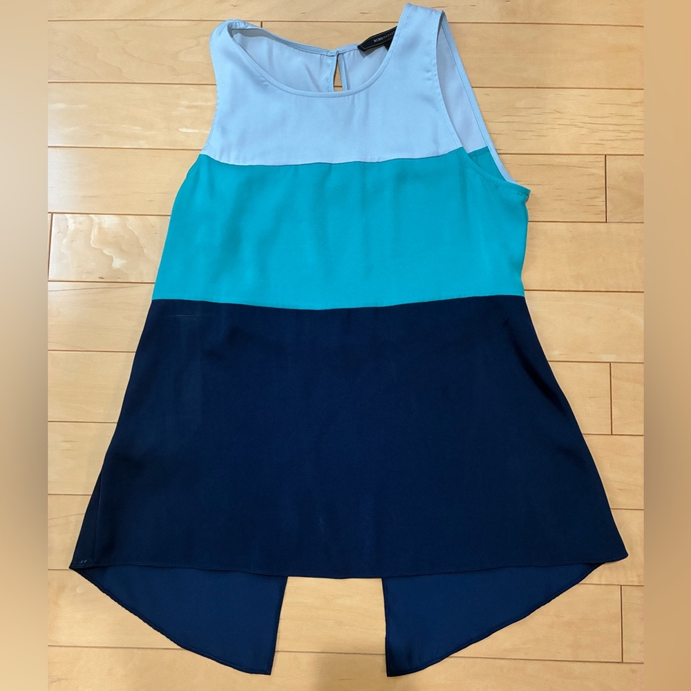 Bcbgmaxazria Colorblock Sleeveless Top with Slit in Back